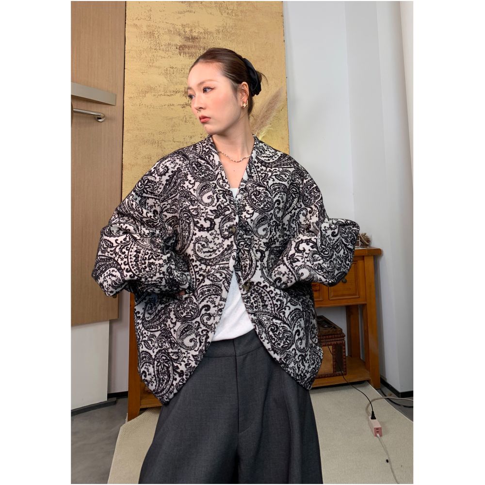 ASAYA5232 – Vintage Loom Jacquard Kimono Jacket 🍃🖤