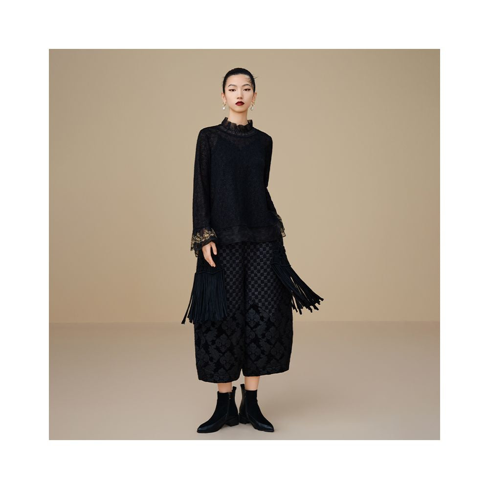 Classic best selling Jiqiuguer original design ice crystal wool blend top knitted with loose and comfortable inner layer image 9