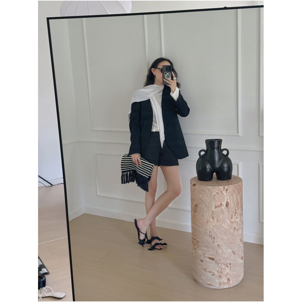 TOP lazy romantic French retro niche design ribbon ribbed round neck loose long sleeved scarf T shirt image 4