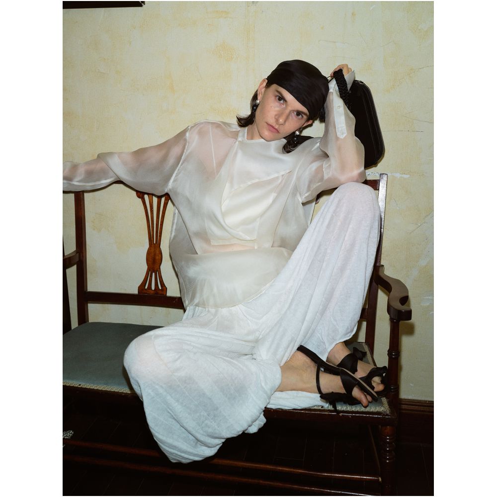 TOP Home Mist Morning Light French Romantic Retro 100 Mulberry Silk Fashionable High End Organza Ribbon Shirt image 6