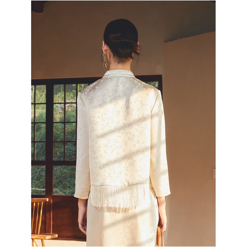 Ting Tang s new Chinese style shirt half skirt two piece set tassel buckle improved top qipao apricot colored small shirt image 10