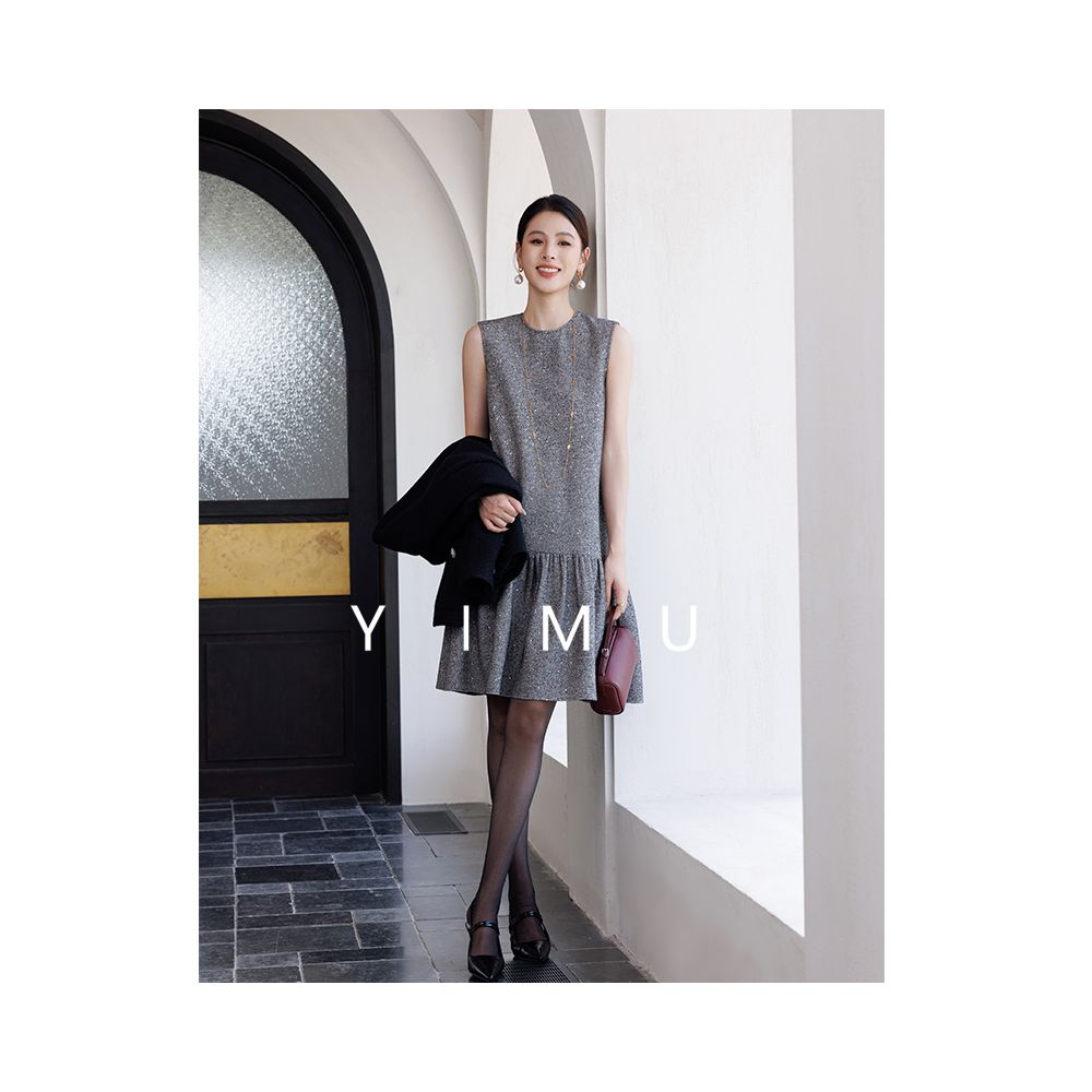 Autumn dress women s new style light luxury high end feeling 2024 new gray small fragrant French box style temperament skirt image 0