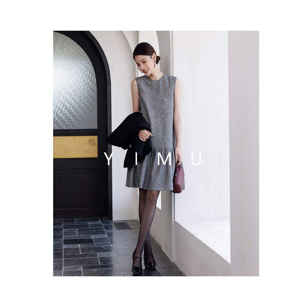 Autumn dress women s new style light luxury high end feeling 2024 new gray small fragrant French box style temperament skirt image 10