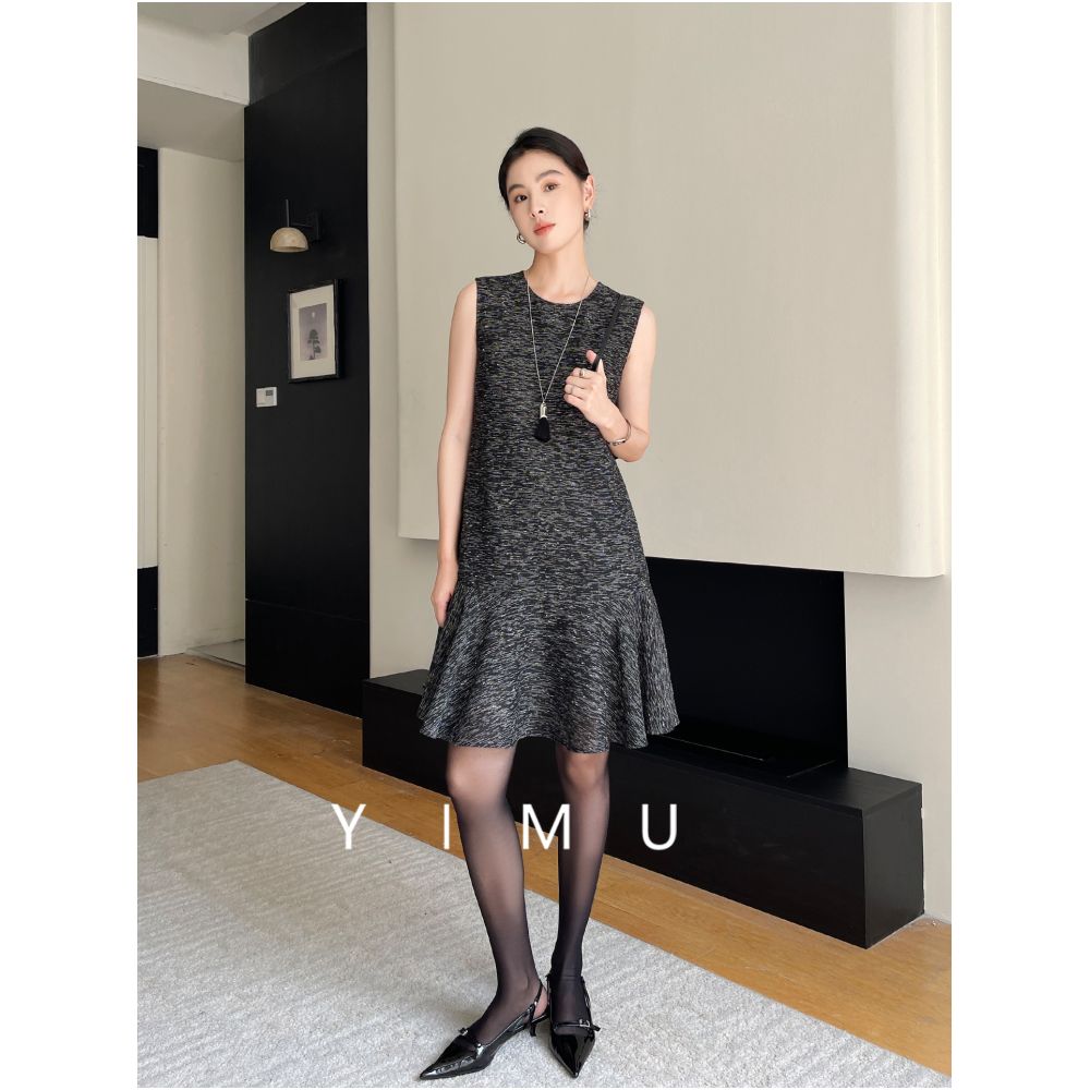 YIMU dress for women covering the belly to make them look slim luxurious and high end 2025 new autumn and winter small fragrance French style dress image 0