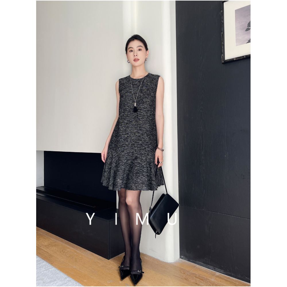 YIMU dress for women covering the belly to make them look slim luxurious and high end 2025 new autumn and winter small fragrance French style dress image 3