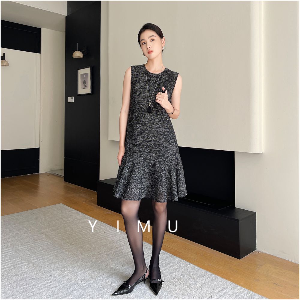 YIMU dress for women covering the belly to make them look slim luxurious and high end 2025 new autumn and winter small fragrance French style dress image 9