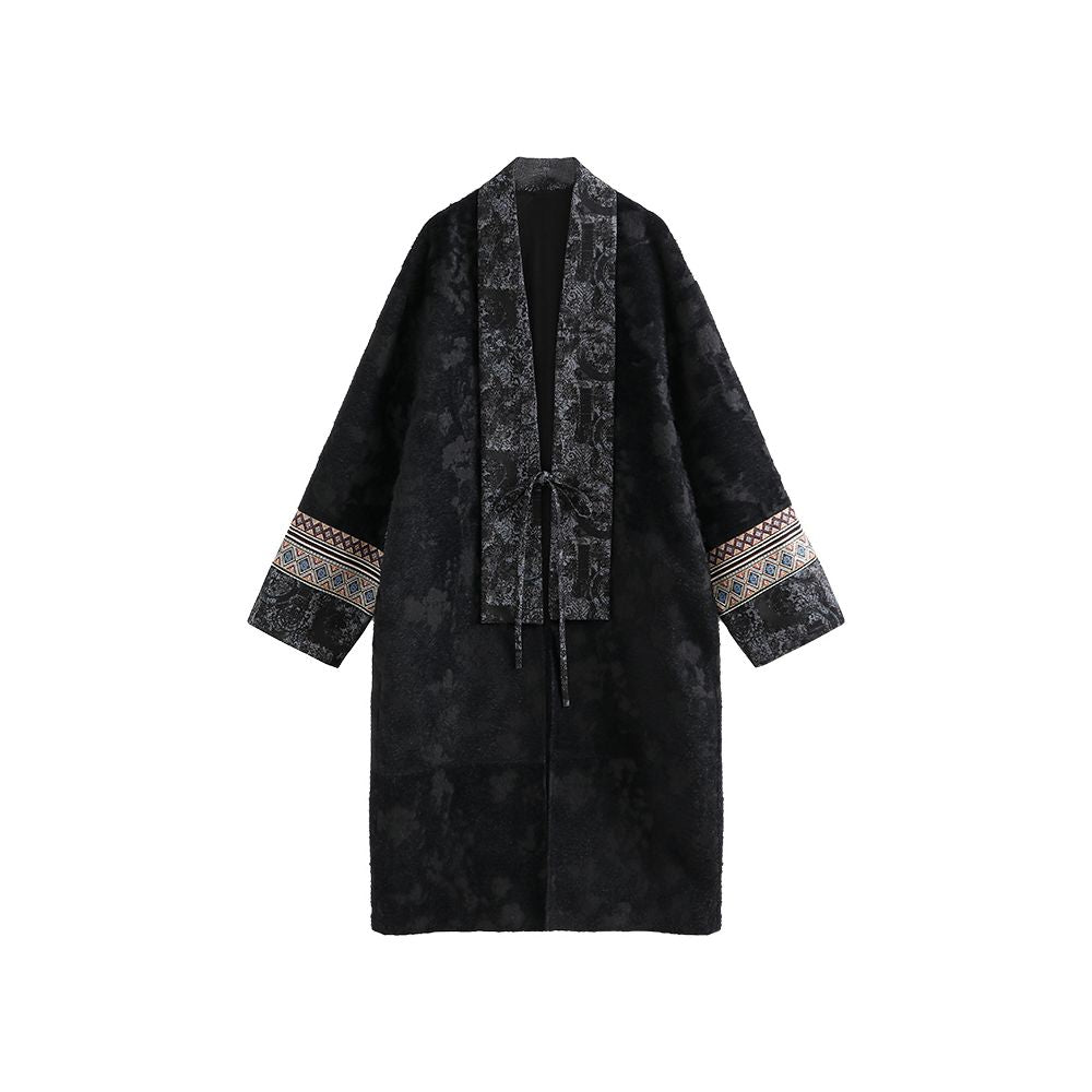 Anytime Qichen Badayun Patchwork Fabric New Chinese Ethnic Style Wool Jacquard Coat for Women image 5