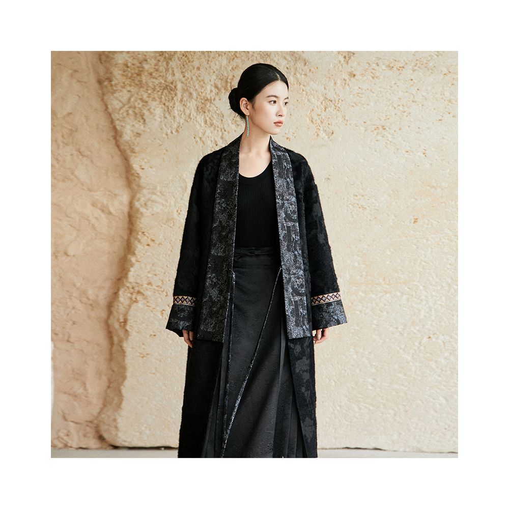 Anytime Qichen Badayun Patchwork Fabric New Chinese Ethnic Style Wool Jacquard Coat for Women image 9