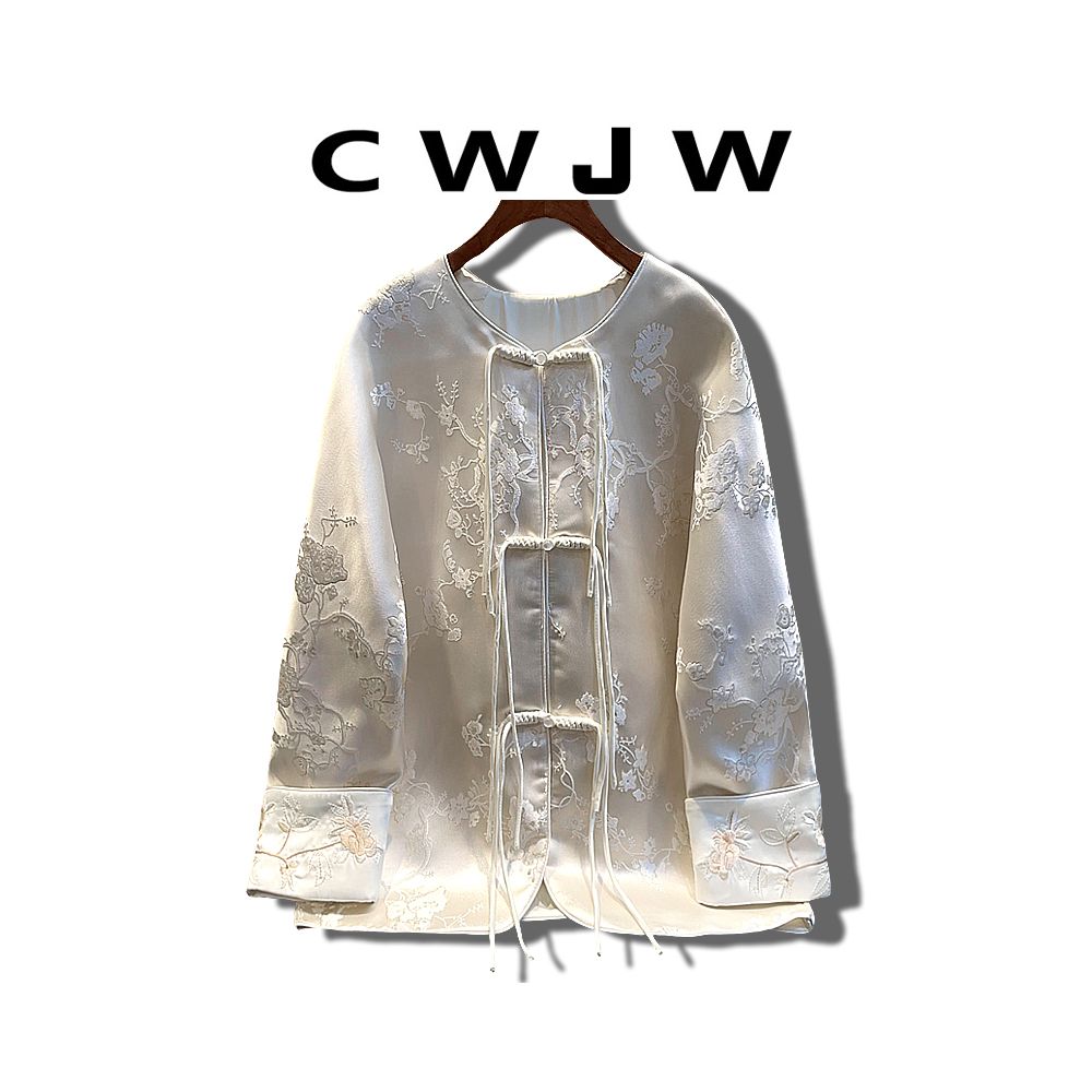 Spot two piece women s loose 25 autumn white jacket new Chinese style hanging wide leg pants image 16