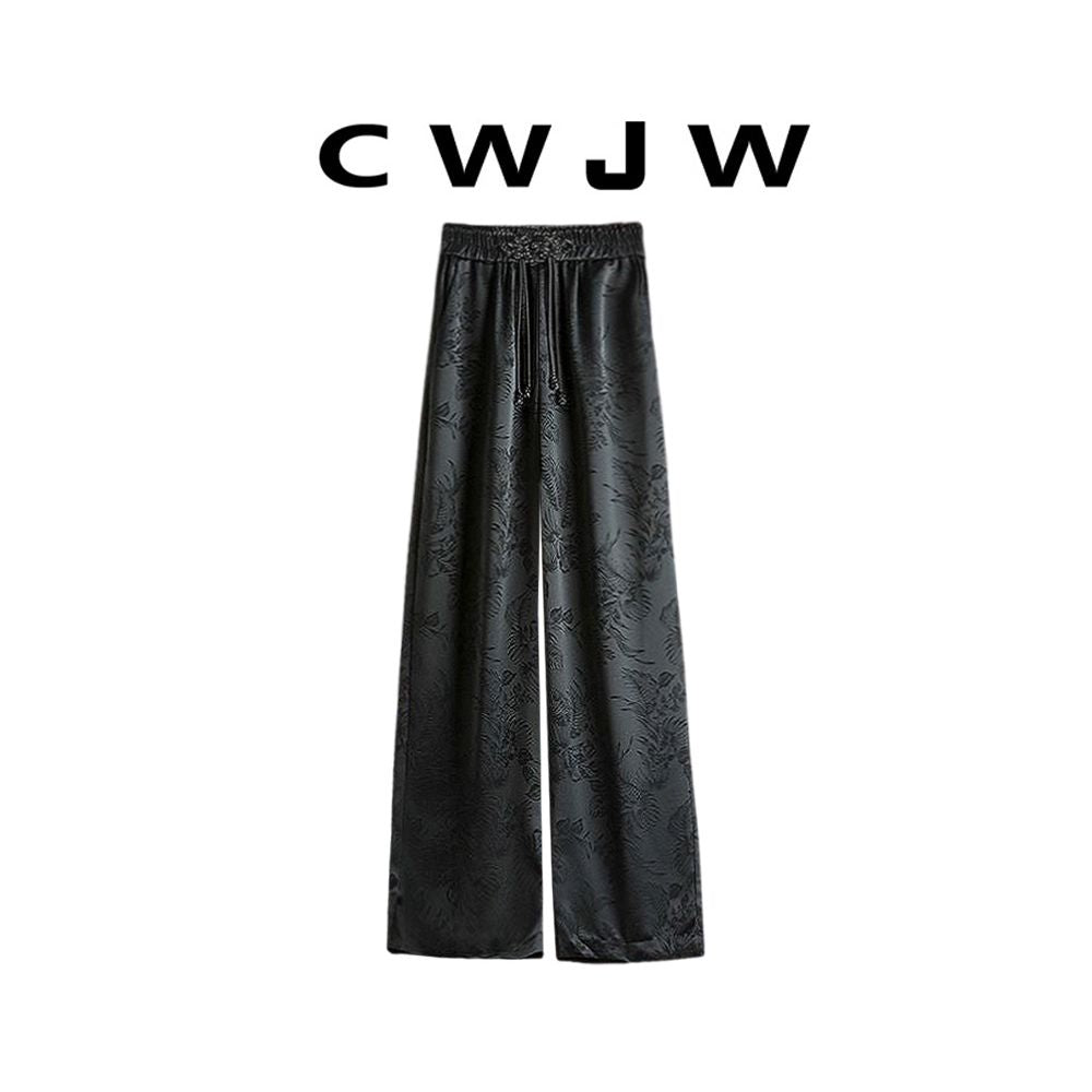 Spot two piece set of women s loose spring and autumn style slanted placket shirt new Chinese style hanging wide leg pants set image 4