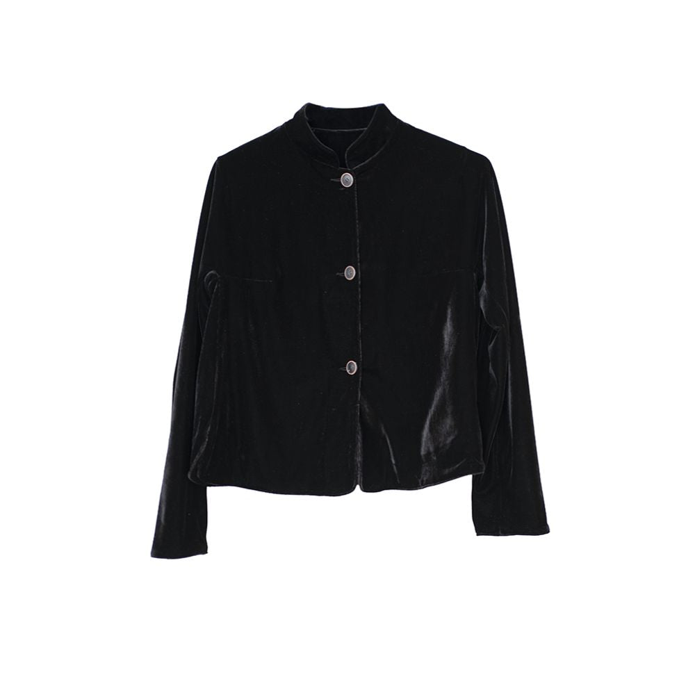 Early autumn long sleeved stand up collar velvet fashionable shirt top coat lantern wide leg sickle banana small leg pants set image 4