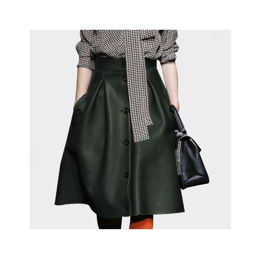 Fashion Set New Women s Bow Thousand Bird Checkered Shirt Women s Long Sleeve Shirt European Top Leather Skirt Two Piece Set image 11