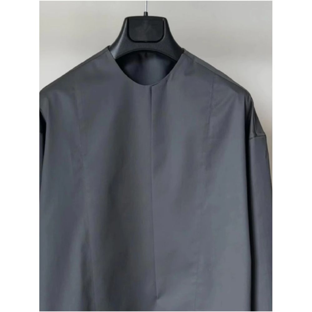 Clearing the warehouse and picking up leaks Early autumn chic and beautiful temperament commuting shirt new Chinese style gray round neck long sleeved shirt image 3