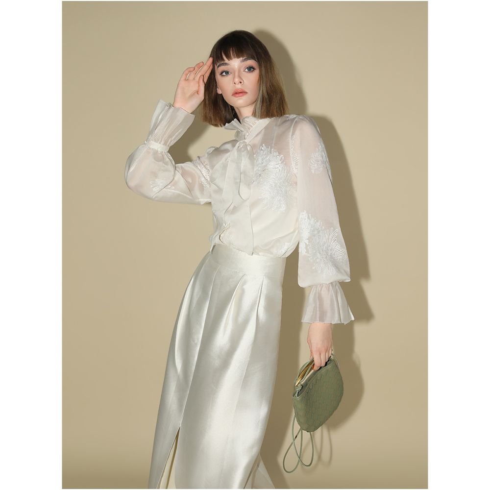 3 pieces 50 off COCOBELLA light luxury silk texture split skirt for women s autumn commuting suit HS542 image 2