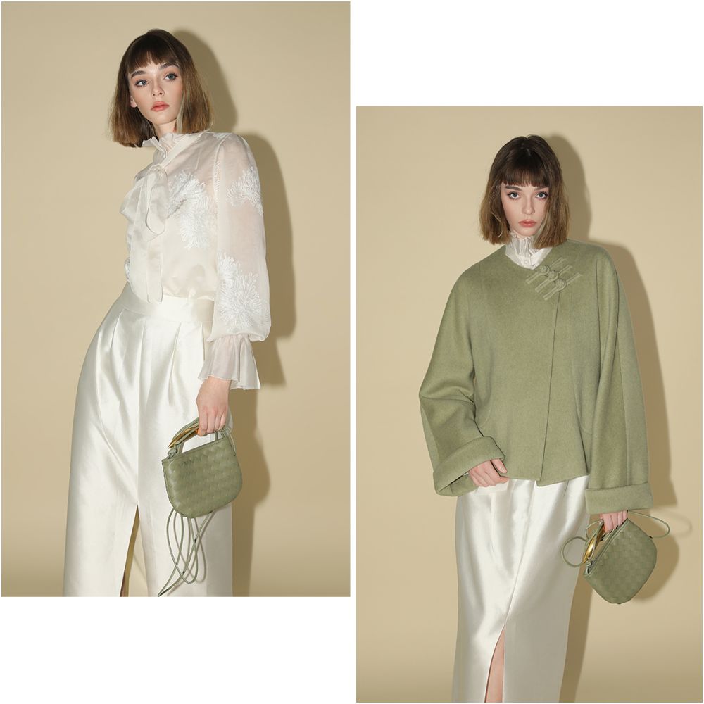 3 pieces 50 off COCOBELLA light luxury silk texture split skirt for women s autumn commuting suit HS542 image 4