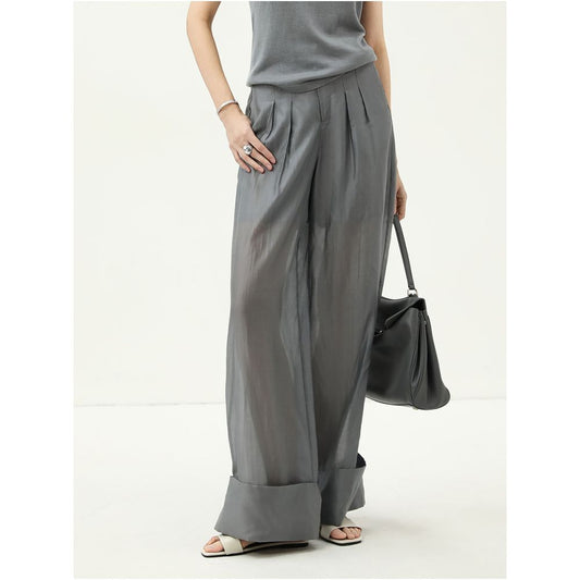 ASAYA5290 – Metallic Breeze Wide-Leg Pants ✨🌫️