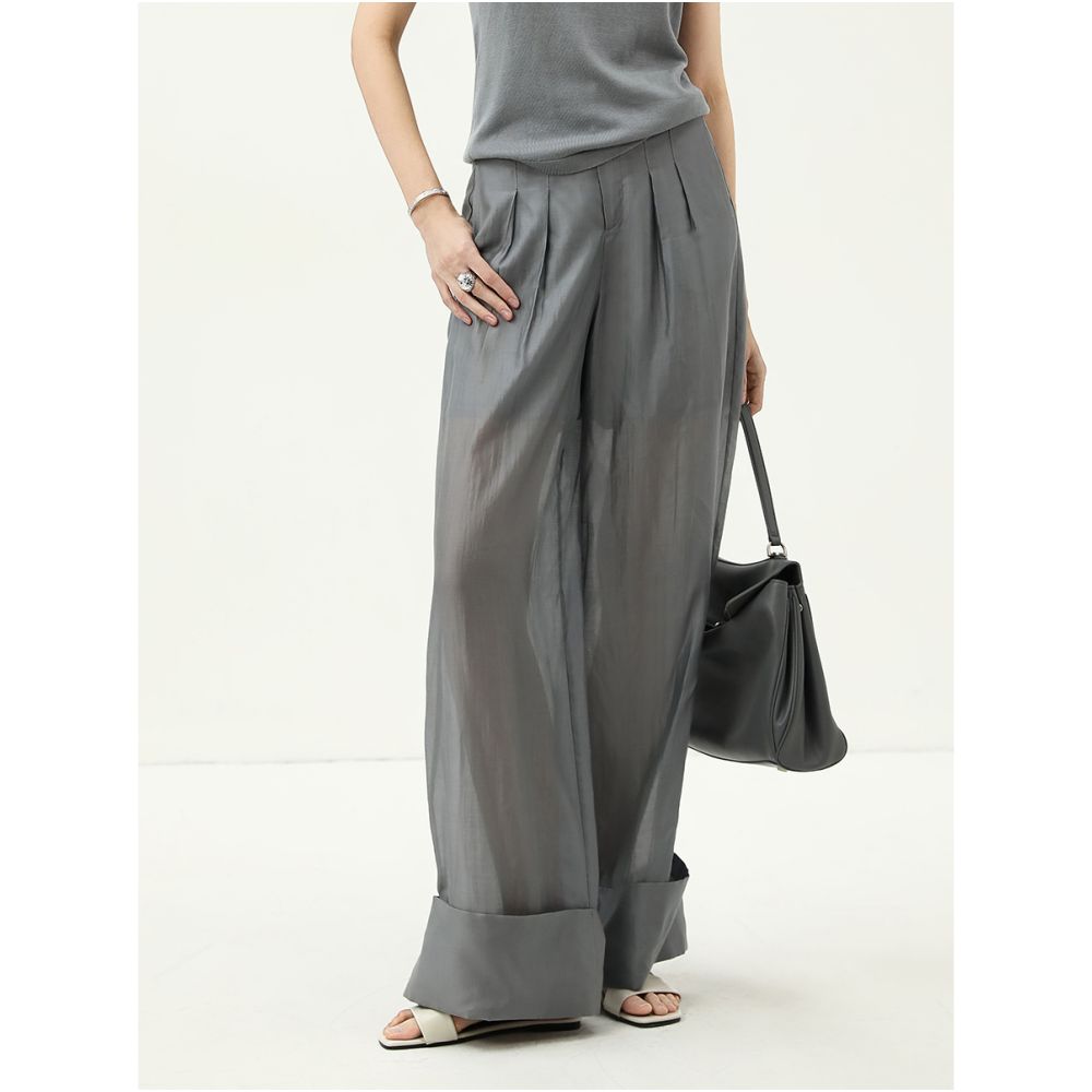 3 pieces 50 off COCOBELLA silk textured Lyocell pleated trousers for women straight leg wide leg pants PA7022 image 7