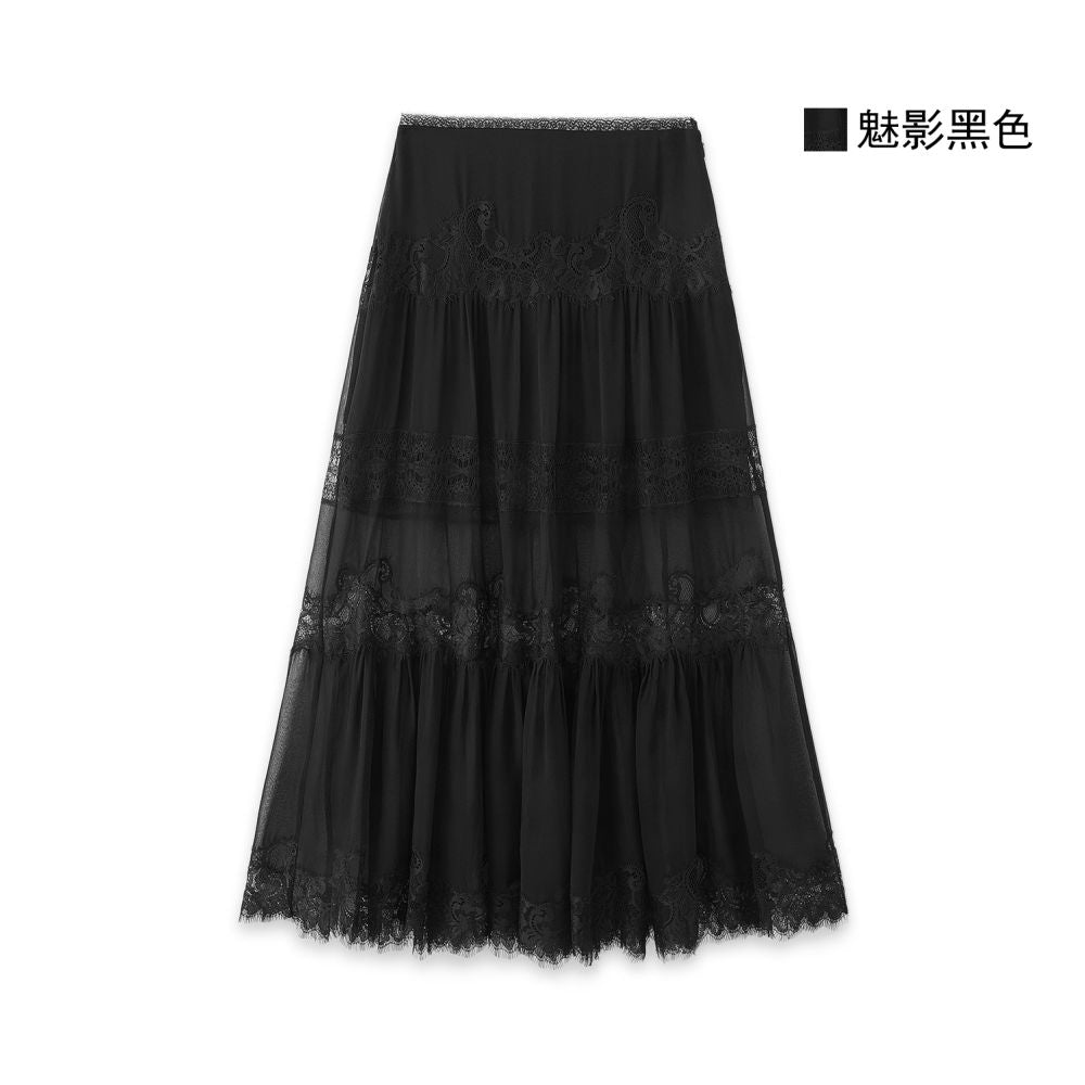 Little Insect Ethereal White Moonlight Dress with Hollowed out Lace and 3D Embossed Texture 100 Mulberry Silk Slimming Long Skirt image 6