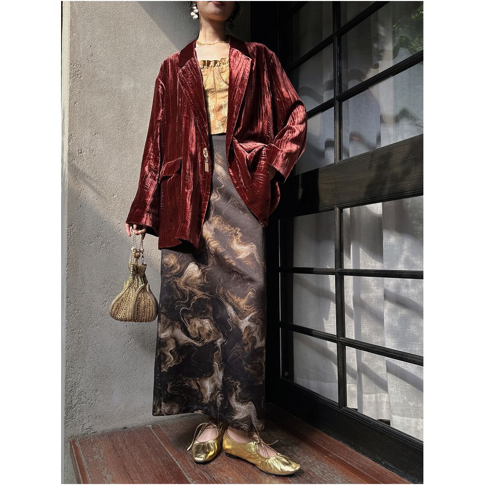 Sanji Black Flower Condensed Color 2025 New Giant Beautiful Song Brocade Weaving Jacquard One Step Autumn Skirt image 1