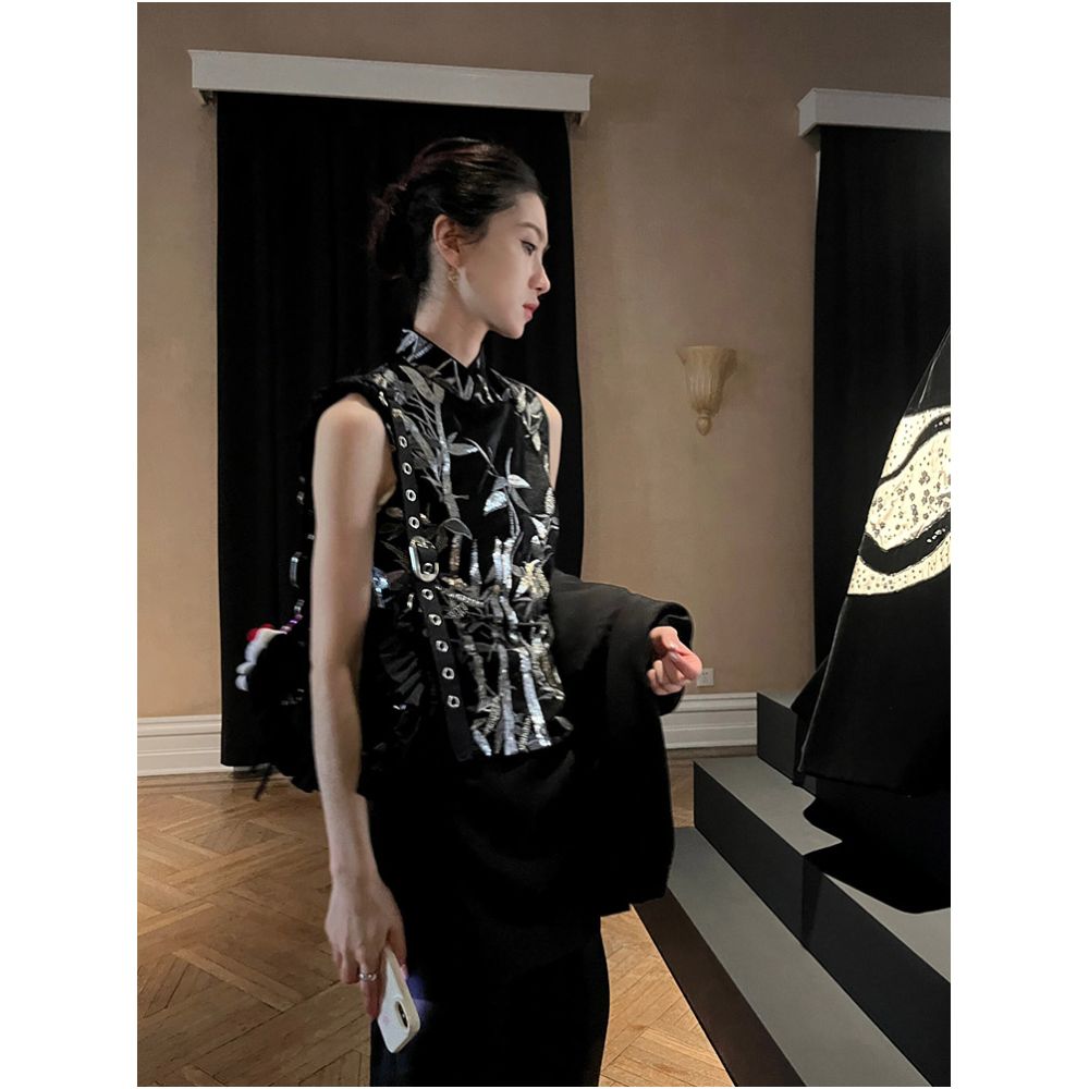 2025 Summer New Chinese Style Fashionable Age Reducing Embroidered Vest Vest Half Skirt Set for Women Light Luxury High End image 7