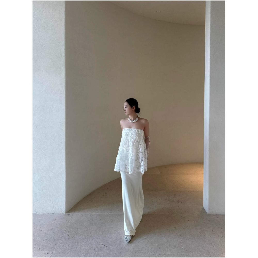 1S Texture Jacquard Skirt Set Art Atmosphere View Exhibition Birthday Toast Vacation Photo Evening Dress image 4