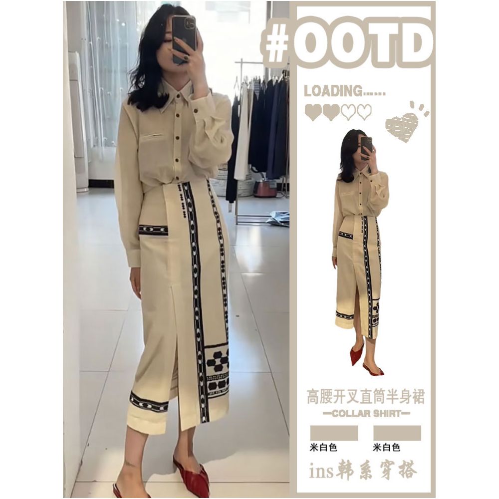 European high waisted split half skirt for women in summer 2025 new style temperament printed long skirt loose and slimming hip hugging skirt image 0