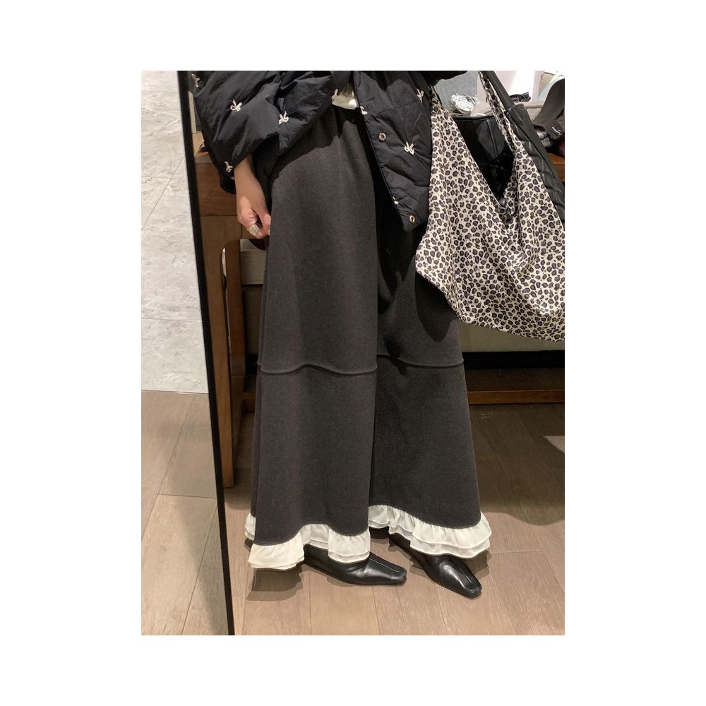 ASAYA5326 – Winter Soft Ruffle Hem Skirt ❄️🤍
