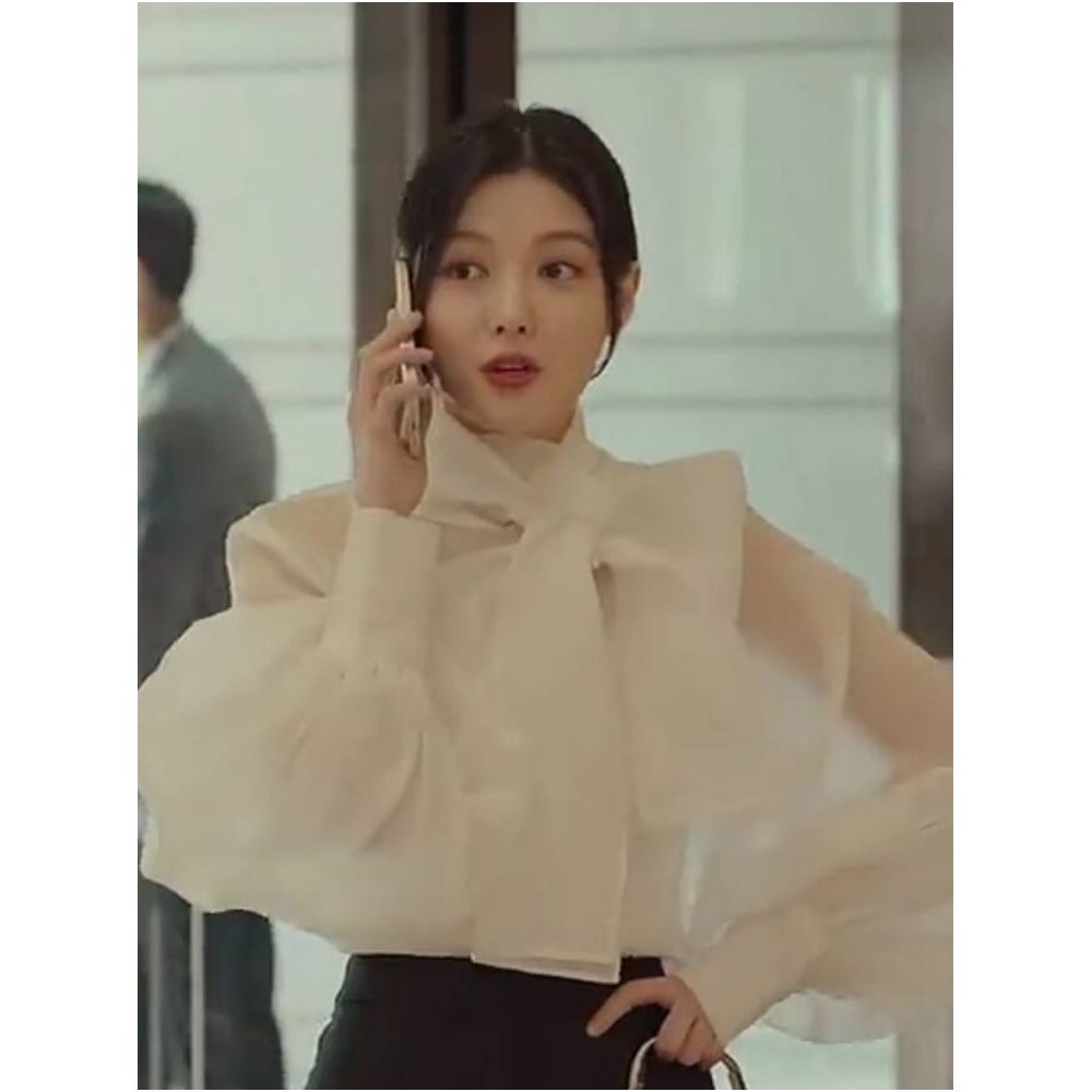 Having an appointment with the demon Jin Yuzhen goes to Xi with the same white lantern sleeve organza shirt for women s French retro top image 1