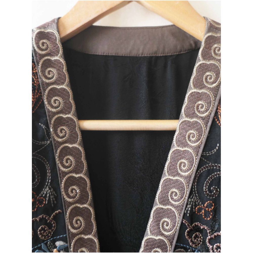 Ma Jia Ma Jia Embroidery Splicing Double Lace Edge Stand up Collar Metal Pan Buckle Polyester Fiber Spring Summer New Women s Clothing image 2