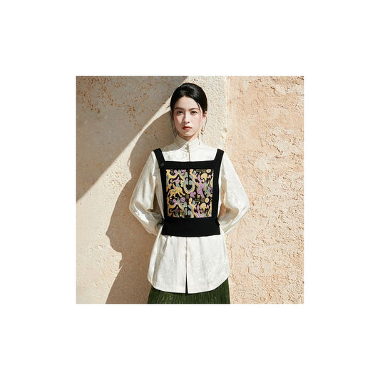 ASAYA5338 – Celestial Brocade Knit Vest ✨🖤