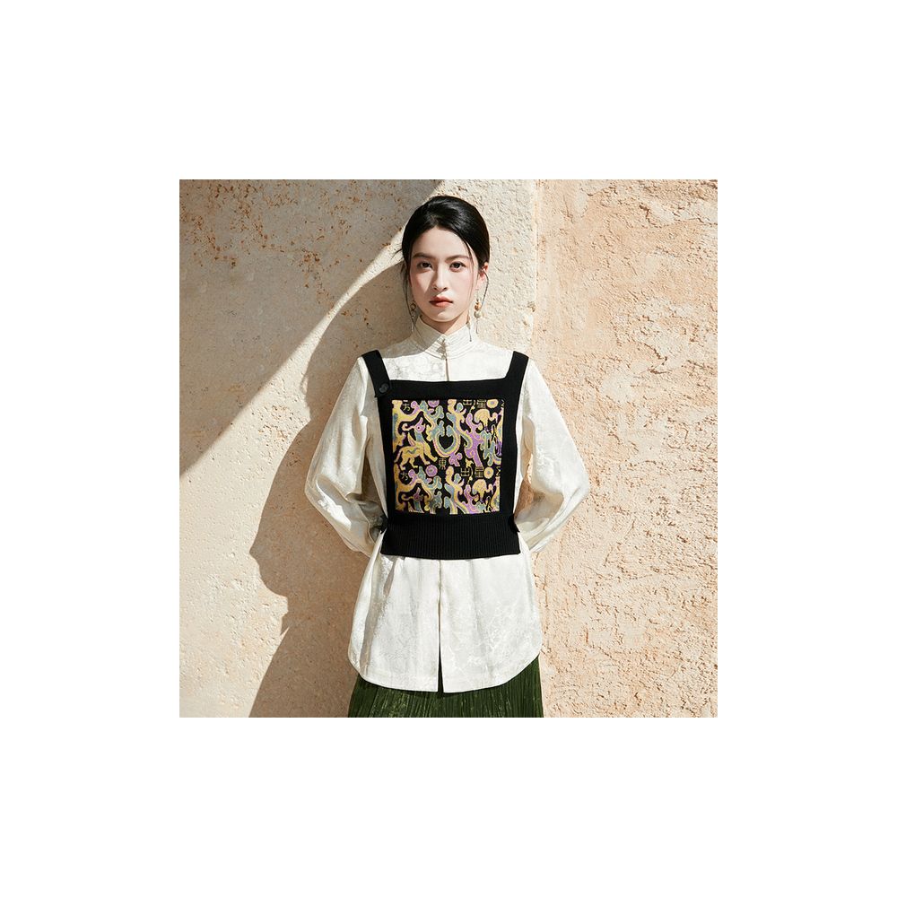 ASAYA5338 – Celestial Brocade Knit Vest ✨🖤