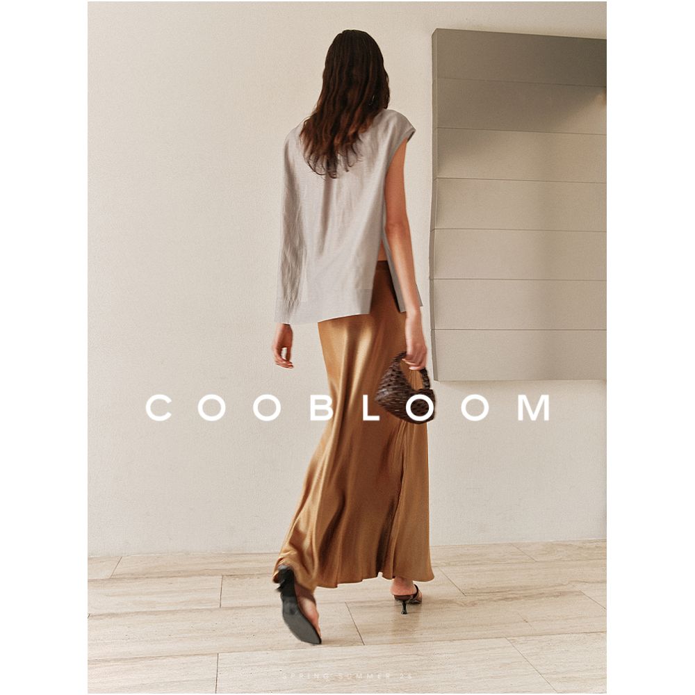 COOBLOOM casual loose suit stylish and stylish anti aging Tencel acetate linen sleeveless top skirt image 4