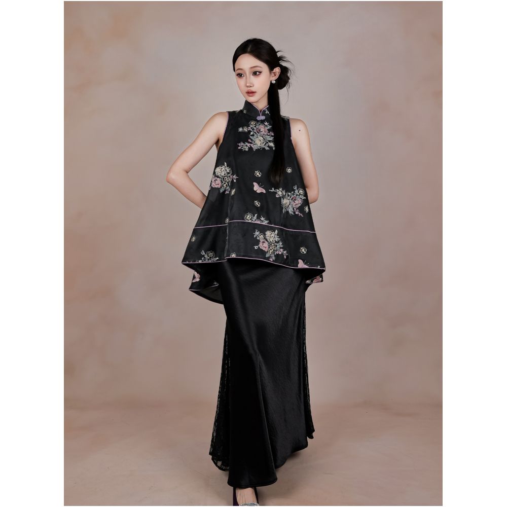 BYLU Lunar Eclipse Rose National Style New Chinese Jacquard Stand up Collar Sleeveless Shirt Vest Women s Summer Digging Shoulder Top image 1