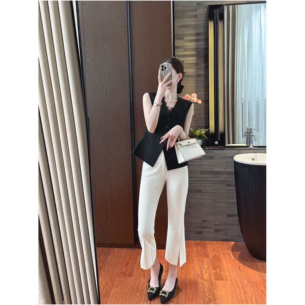 YOU SEE Yuzhen One click Grip Skilled and Fashionable Light Mature Style Black Lace Splicing Sleeveless Vest image 1