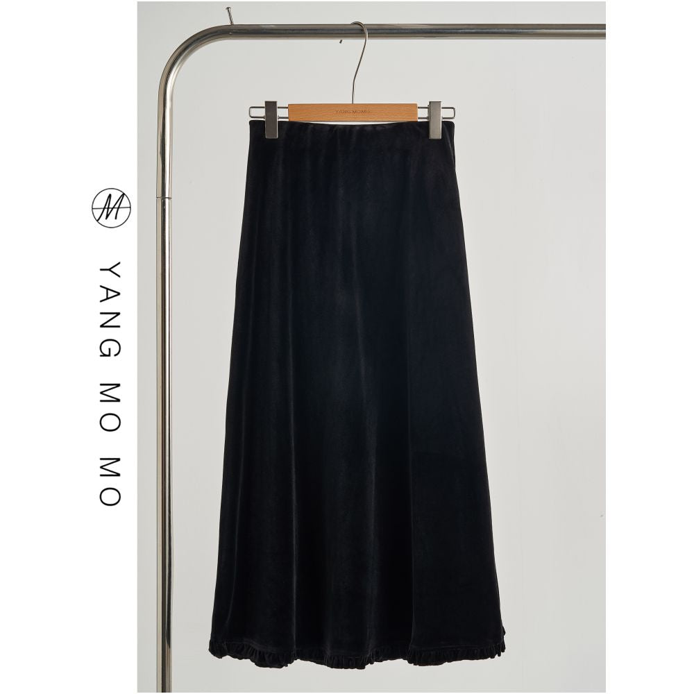 New Chinese retro luxurious velvet bead sequin embroidered jacket top skirt set autumn new women s clothing image 2