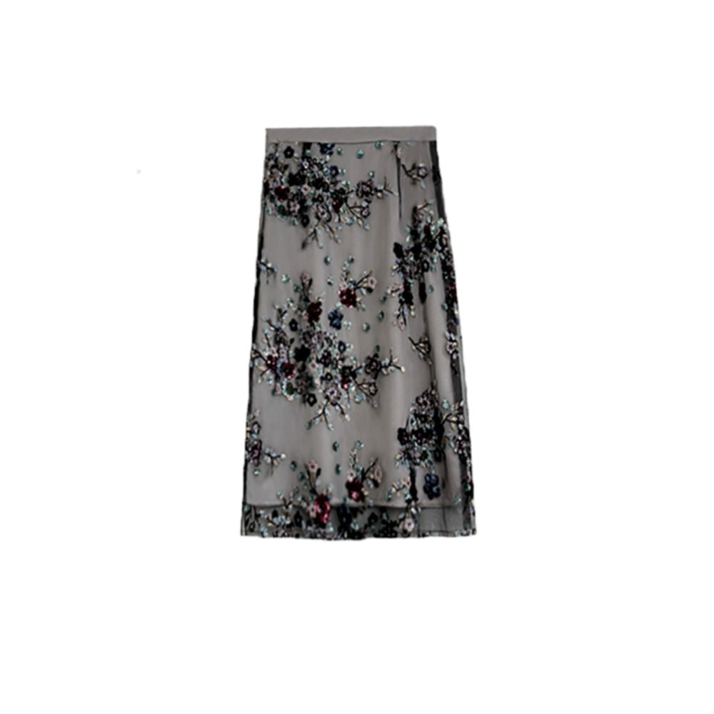 2025 Autumn Elegant Gao Luxury Heavy Industry Floral sequin Half length Skirt Medium to Long Gorgeous French Embroidery Slimming and Hip hugging Skirt image 4