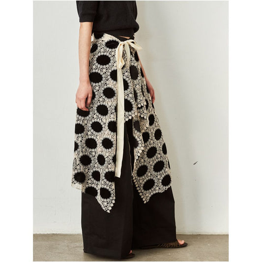 ASAYA5372 – Artisan Polka Lace Wrap Skirt 🤍⚫