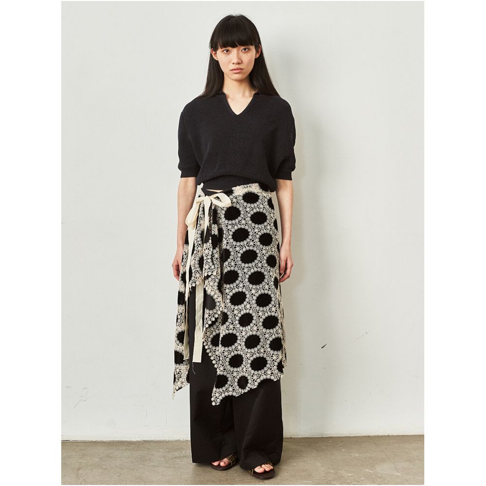 SAME FLOW Lv Ying s lace polka dot half body apron cover shirt layered with a fart curtain comfortable half body skirt women s autumn image 3