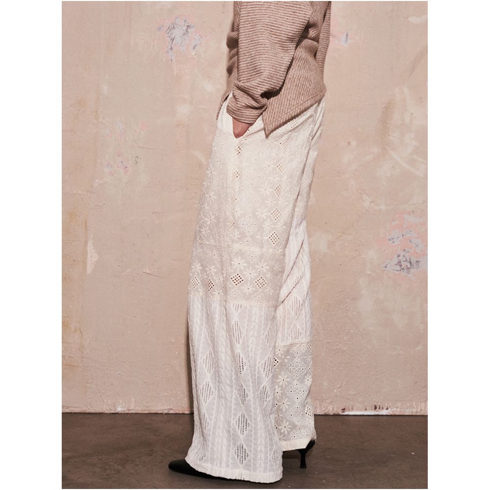 SAME FLOW original niche design straight leg high waisted casual pants with hollowed out wide legs women s floor pants image 3