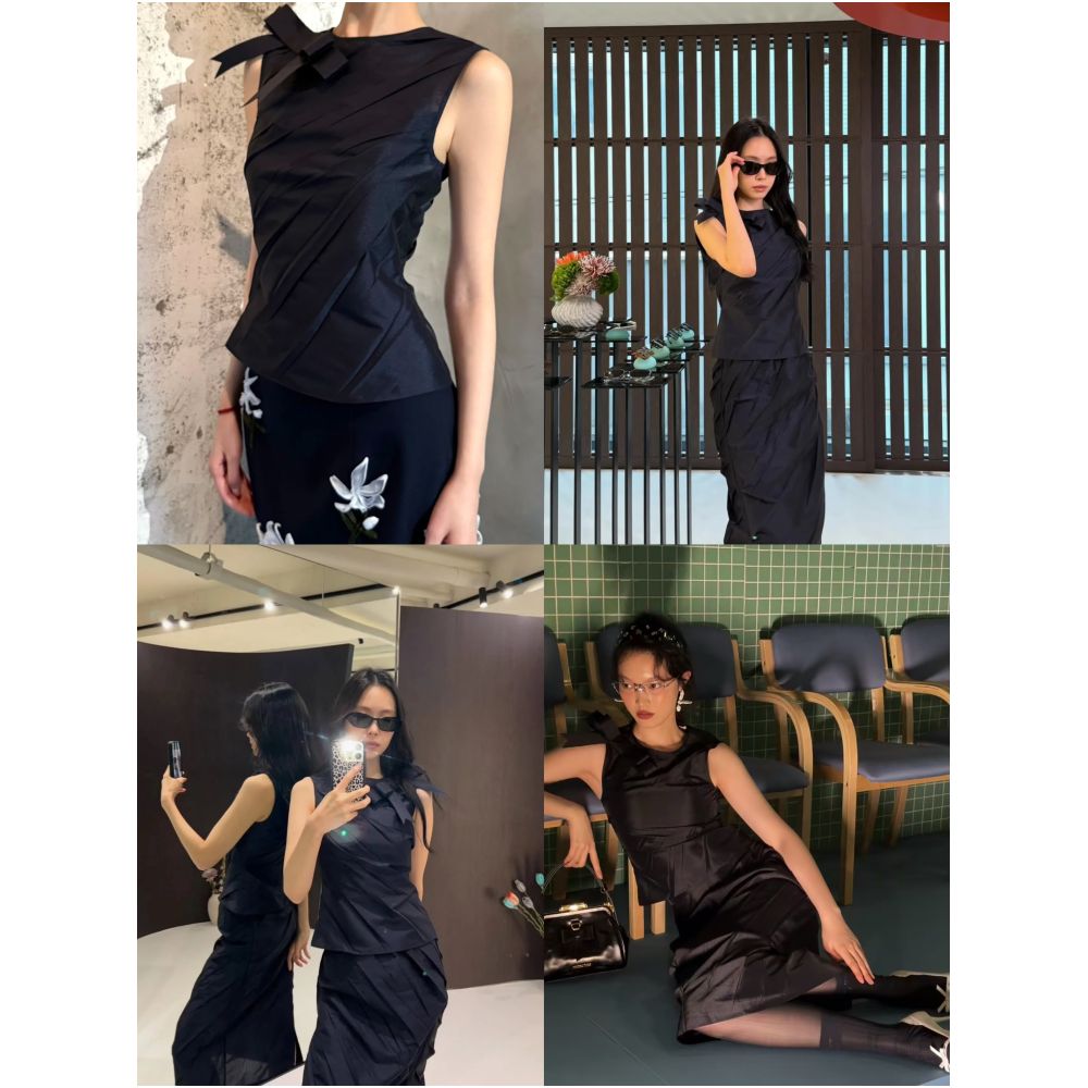 5 29 SST Different Market Goods Sun Na en Same Style French Gold Style Three Dimensional Bow Fold Tank Top image 1