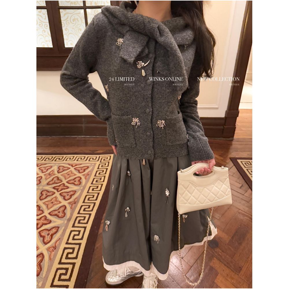 ICE Heavy Industry Edition Sheep Wool Ingredients Handmade Beaded Wool Cardigan Hanging Neck Hat Skirt image 0