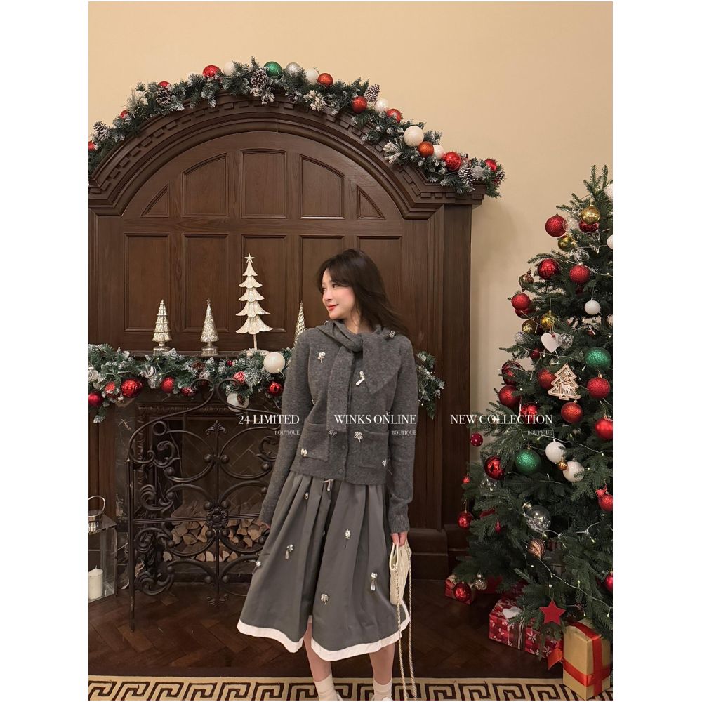 ICE Heavy Industry Edition Sheep Wool Ingredients Handmade Beaded Wool Cardigan Hanging Neck Hat Skirt image 3