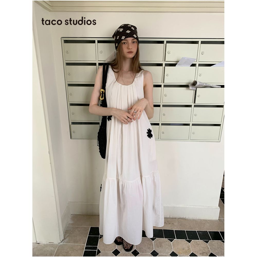 Taco studios gallery snapshot handmade flower sleeveless cotton shirt vacation style vest dress image 0
