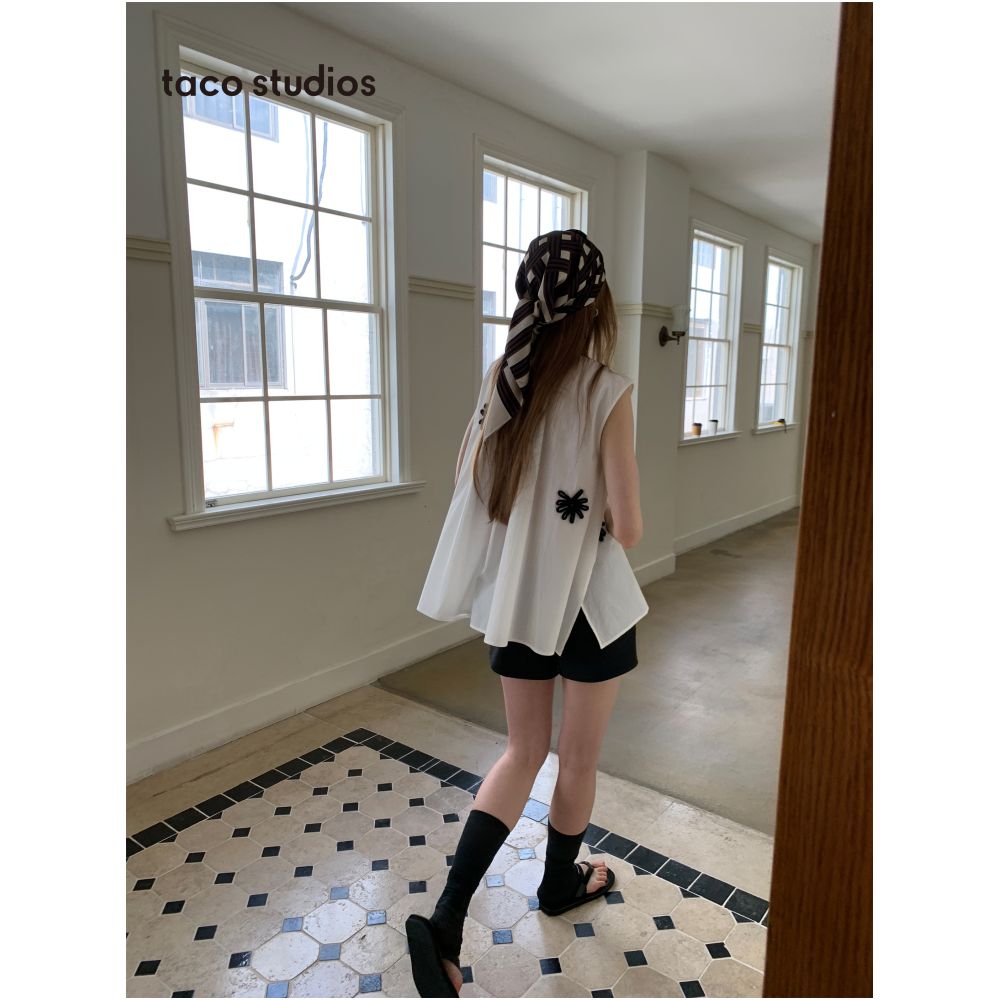 Taco studios gallery snapshot handmade flower sleeveless cotton shirt vacation style vest dress image 4