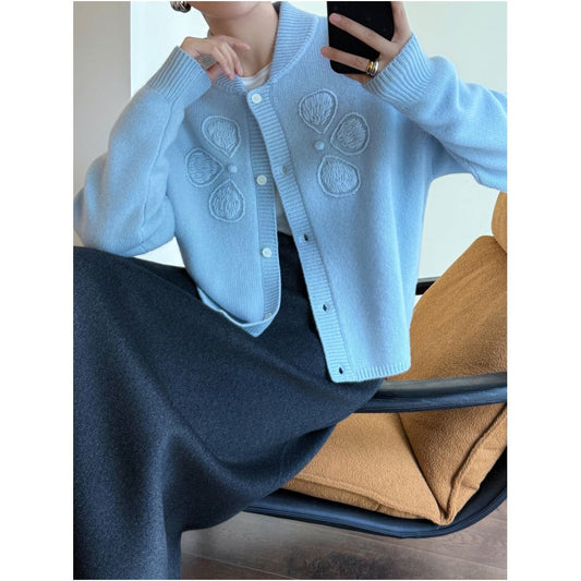 ASAYA5393 – Petal Cloud Embroidered Knit Cardigan ❄️