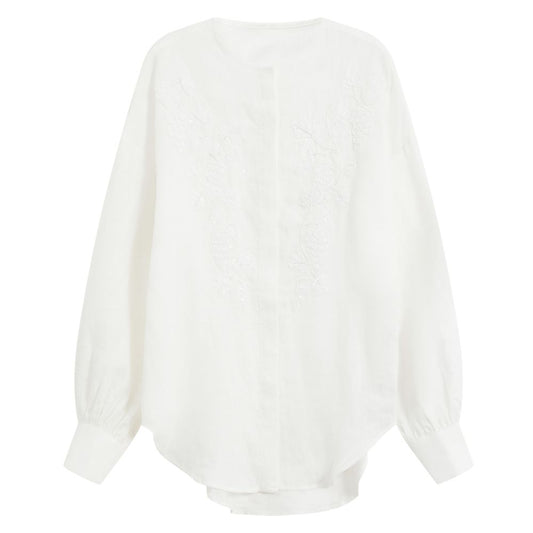 ASAYA5397 – LUMIEN Embroidered Linen Shirt Set 🤍✨