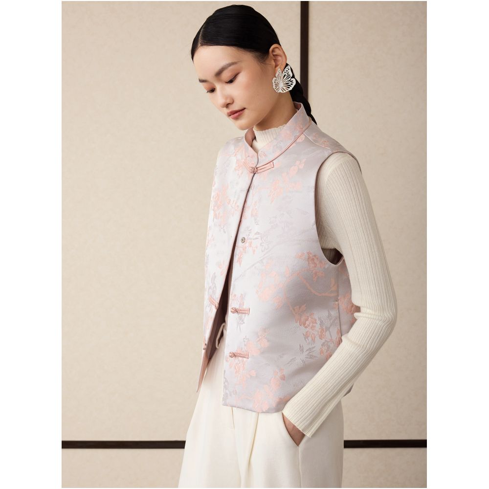 Ruyi Lianyun Spring and Winter New Style Stand collar Jacquard Thin Cotton Vest Women s New Chinese Style Cotton Tank Top image 1