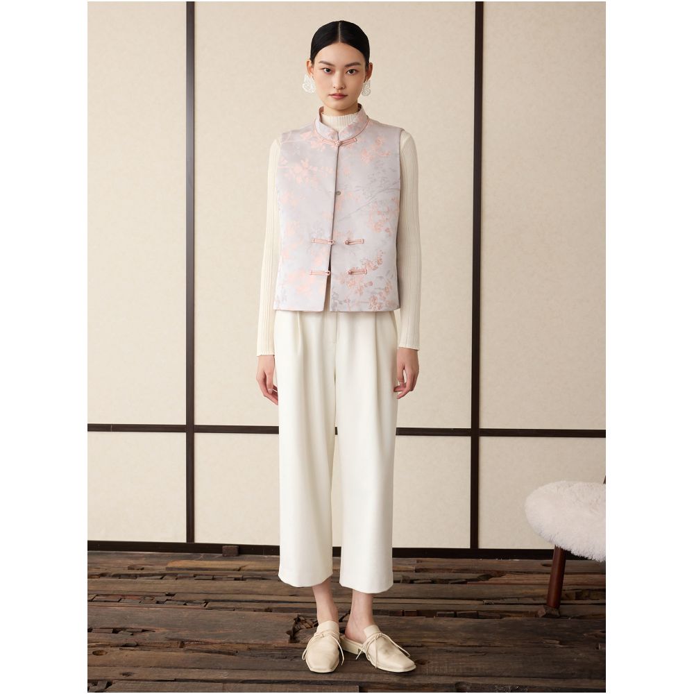 Ruyi Lianyun Spring and Winter New Style Stand collar Jacquard Thin Cotton Vest Women s New Chinese Style Cotton Tank Top image 3