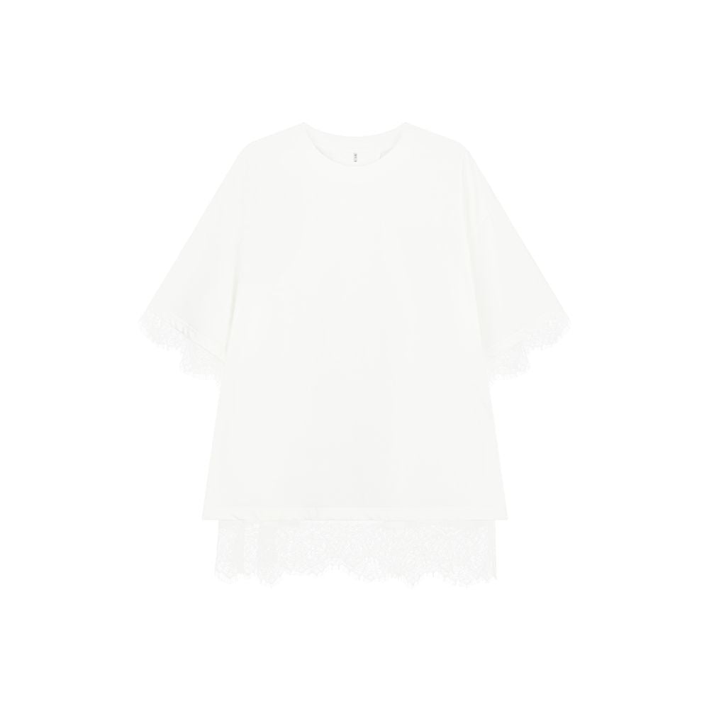 ASAYA5433 – Lace Layered Structure Tee ✨🖤🤍