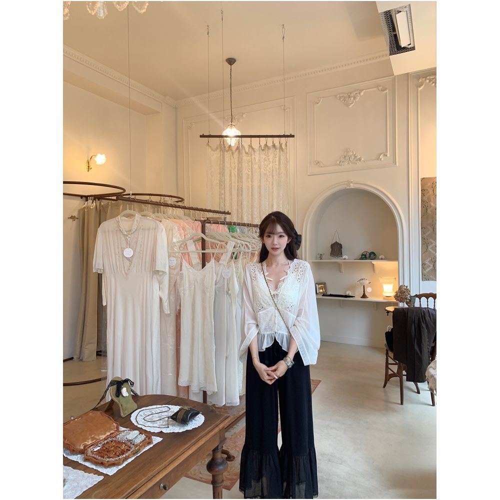 Mushroom Mushroom Lace Reverie Loves Lilies Embroidered shirt Lace bra Flower bud pants image 0